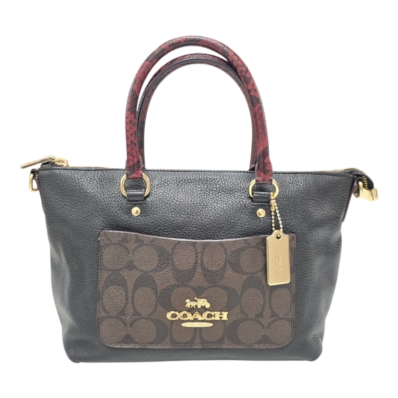 Coach Handbags - Coach Mini Emma Satchel with Python Accents